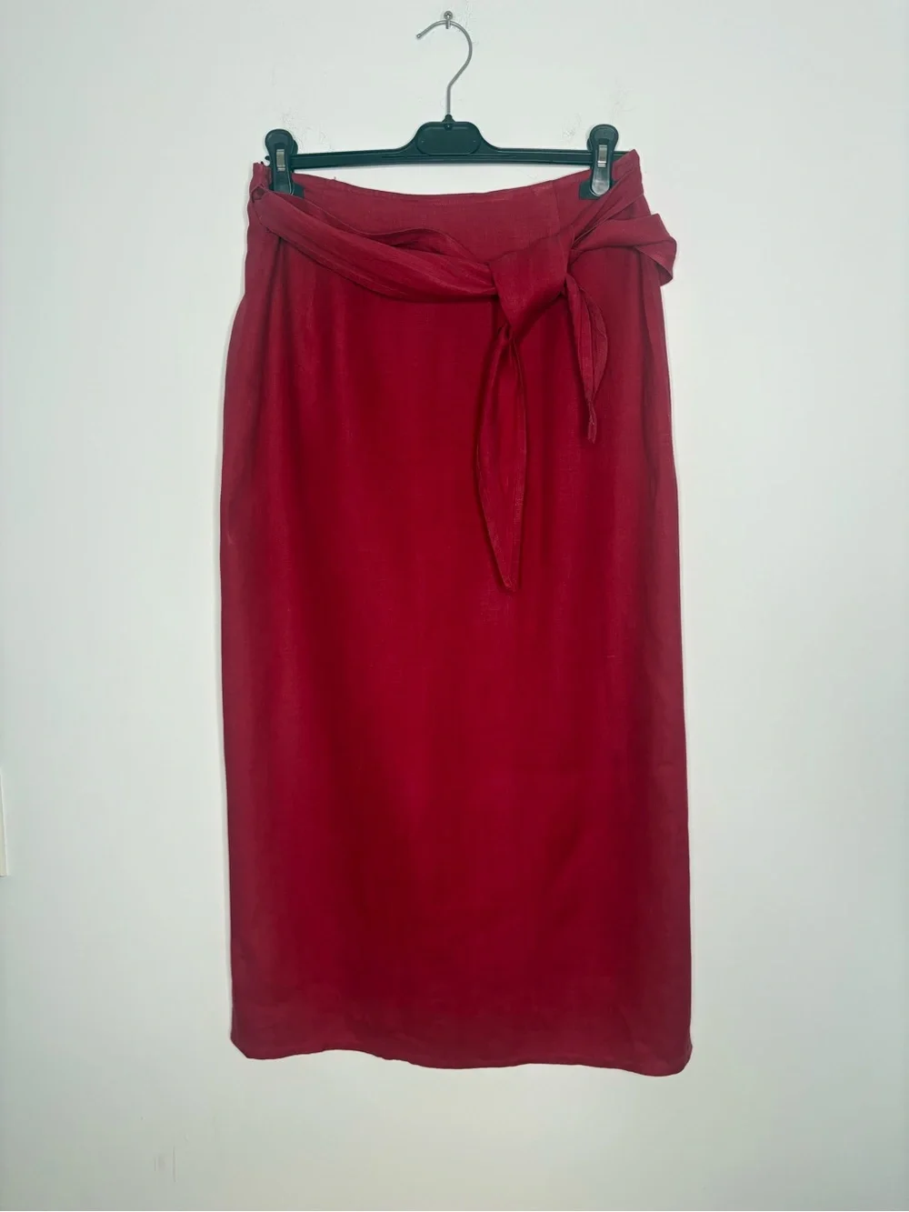 Vintage di Bari wrap skirt 100% linen, made in Italy Burgundy Size 40(M) - Picture 3 of 12